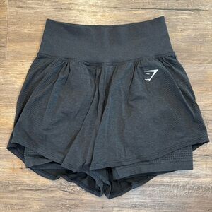 Gymshark Grey VITAL SEAMLESS 2.0 2 in 1 Running Shorts sz Sm EUC